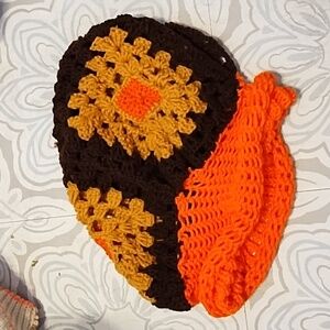 Ren faire Cottage core Granny Square hat mushroom style knit hat man women